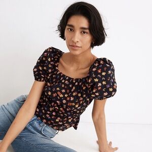 Madewell Smocked-Waist Crop Top in Aloha Floral S EUC
